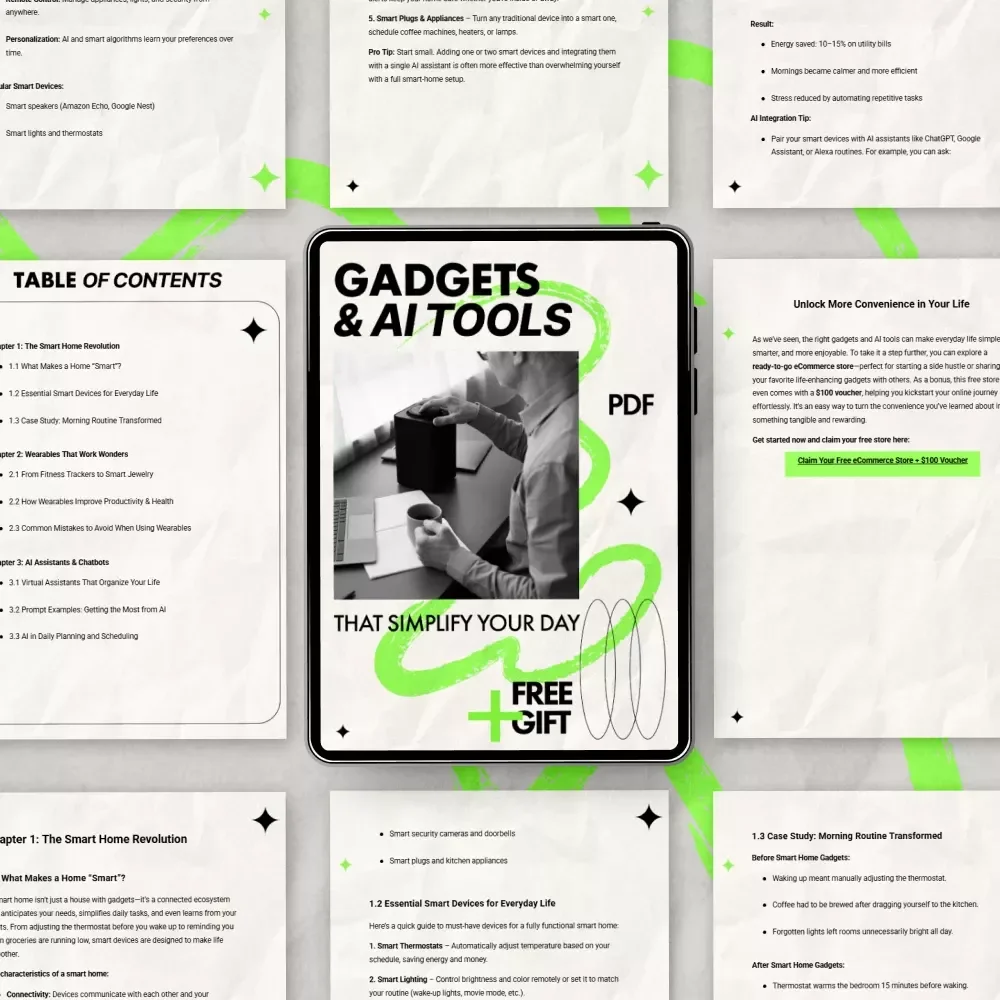 Gadgets & AI Tools That Simplify Your Day | Practical eBook Guide to Gadgets That Make Life Easier, Smart Home Tech, Wearables & AI Assistants