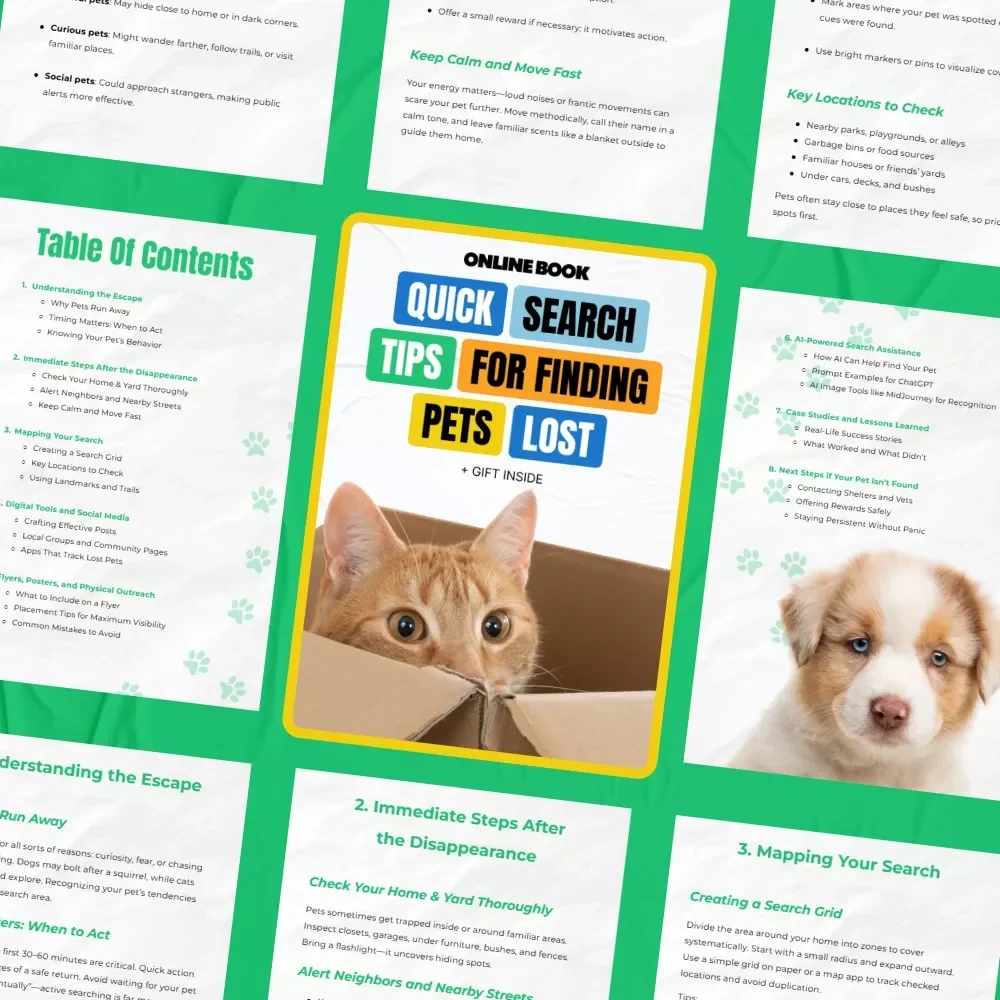 Quick Search Tips for Finding Lost Pets – Lost Pet Quick Search Tips eBook for Fast, Smart, Calm Pet Recovery