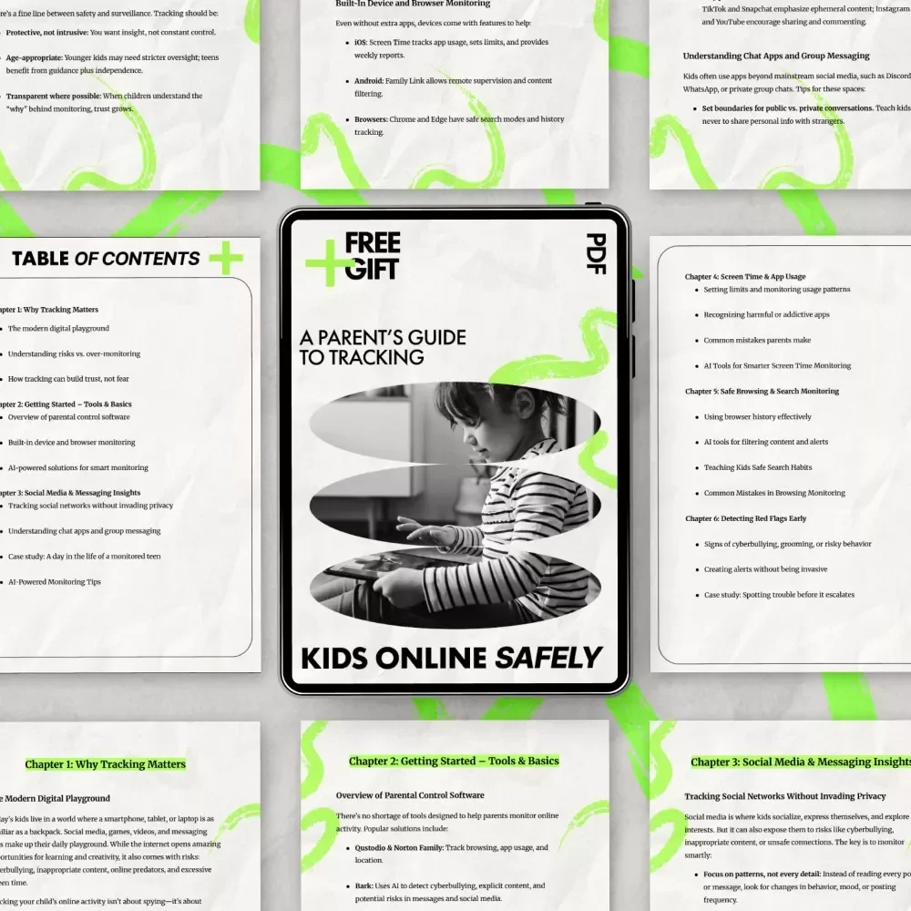 A Parent’s Guide to Tracking Kids Online Safely – eBook for Modern Parents | How to Track Kids’ Online Activity, Screen Time, Social Media & AI Monitoring Guide
