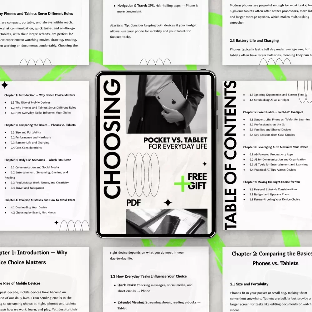 Choosing Pocket vs. Tablet for Everyday Life | Smart Device Decision Guide for phone vs tablet for everyday use | Practical eBook Download