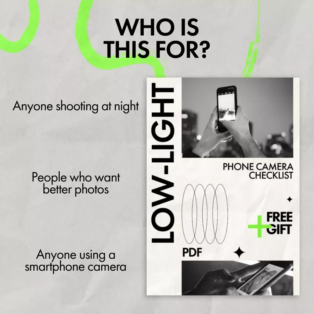 Low-Light Phone Camera Checklist – Easy Phone Camera Low Light Tips for Night Photography, Smartphone Camera Guide & Quick Digital Checklist