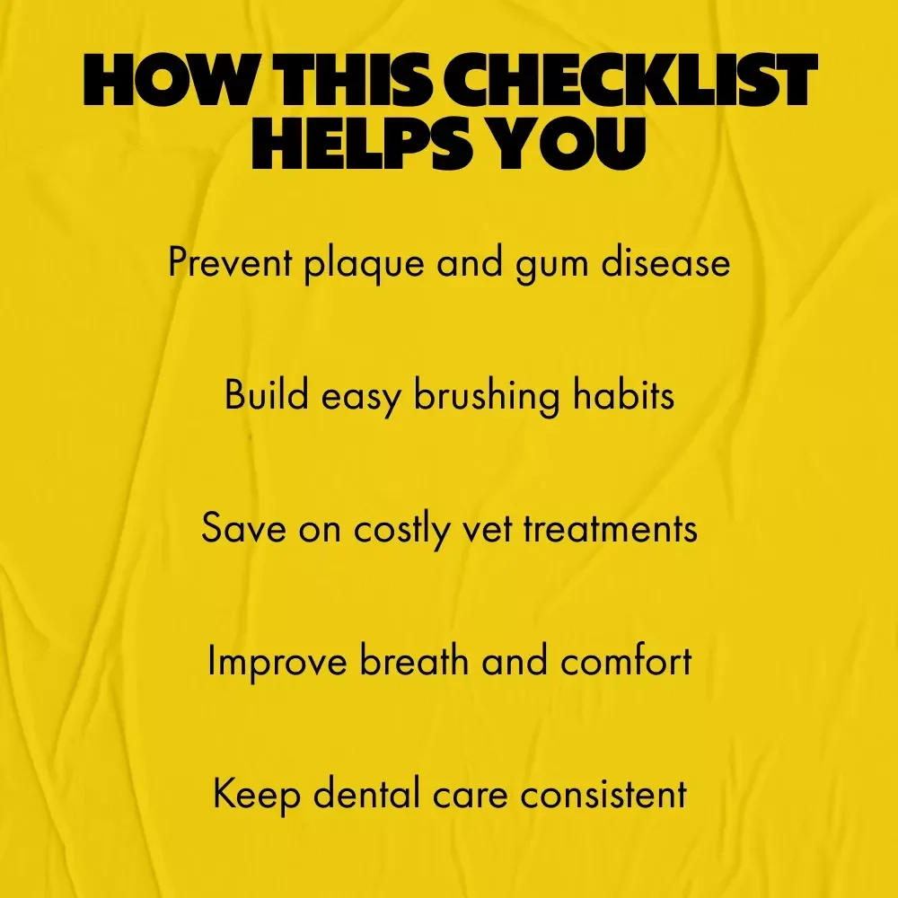 Your Pet Dental Care Checklist – Easy Pet Dental Care Routine Printable, At-Home Oral Health Tracker for Dogs & Cats