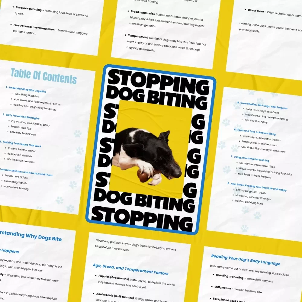 Stopping Dog Biting | Practical eBook Guide on How to Stop Dog Biting for Puppies & Adult Dogs | Positive Training & Real Case Studies