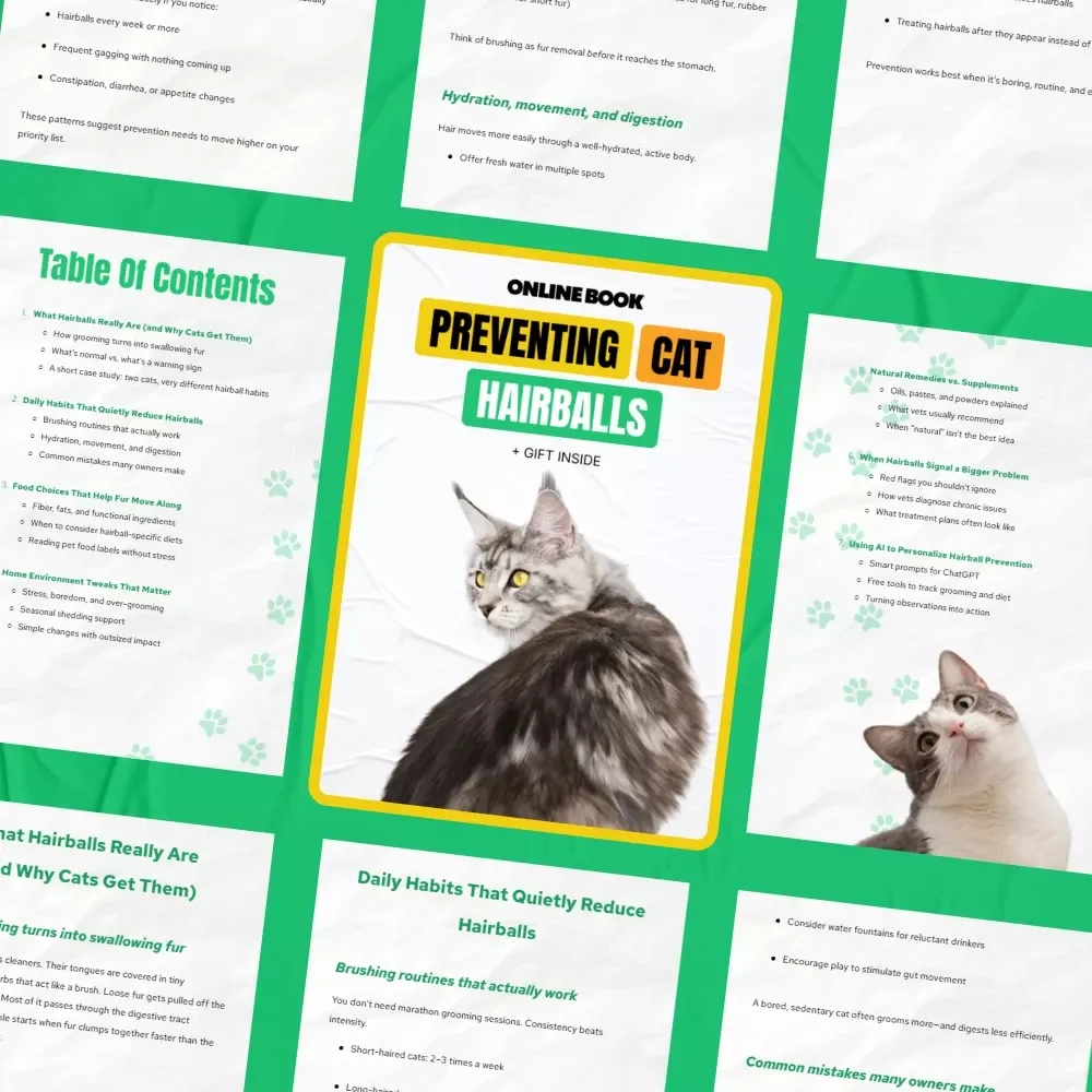 Preventing Cat Hairballs | A Practical eBook for Cat Hairball Prevention, Healthier Grooming & Happier Indoor Cats
