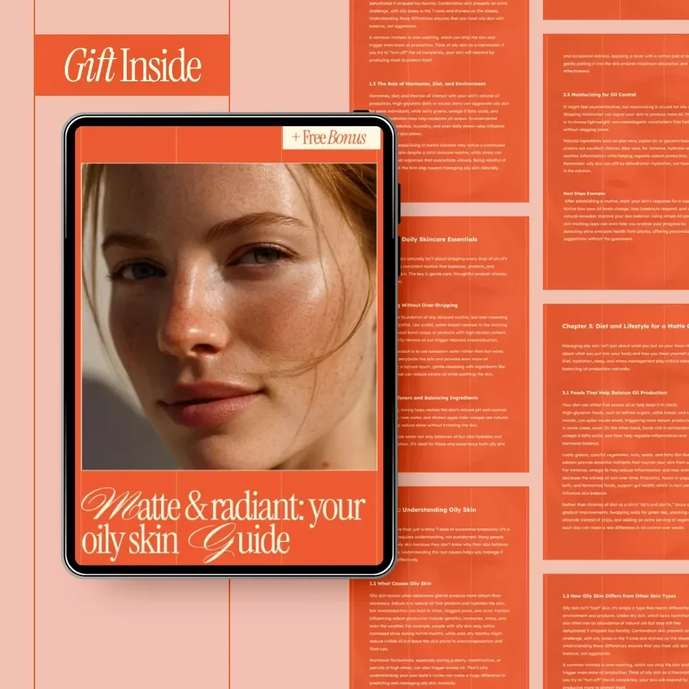 Matte & Radiant: Your Oily Skin Guide | Natural Skincare eBook with Tips for Managing Oily Skin Naturally, Daily Routines, Diet & AI Skin Tools