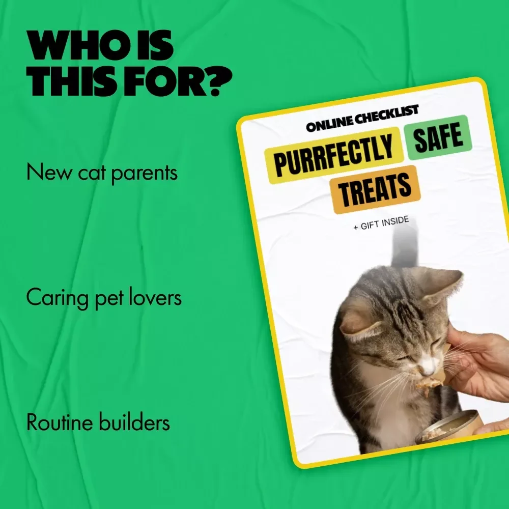 Purrfectly Safe Treats | Cat Treats Safety Tips Checklist for Healthy, Happy Cats | Digital Download