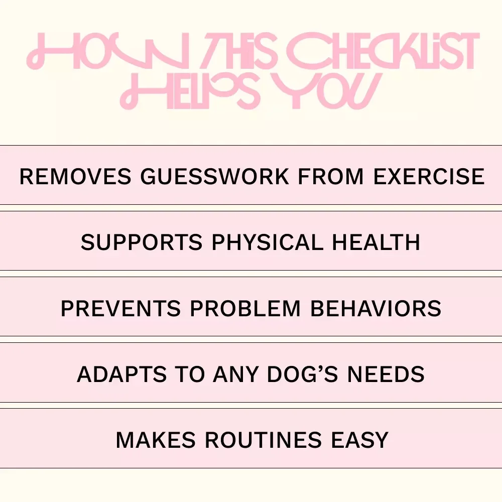 Your Dog’s Daily Exercise Checklist – Printable Dog Exercise Planner, Daily Dog Activity Guide, Digital Download for Happy & Healthy Dogs