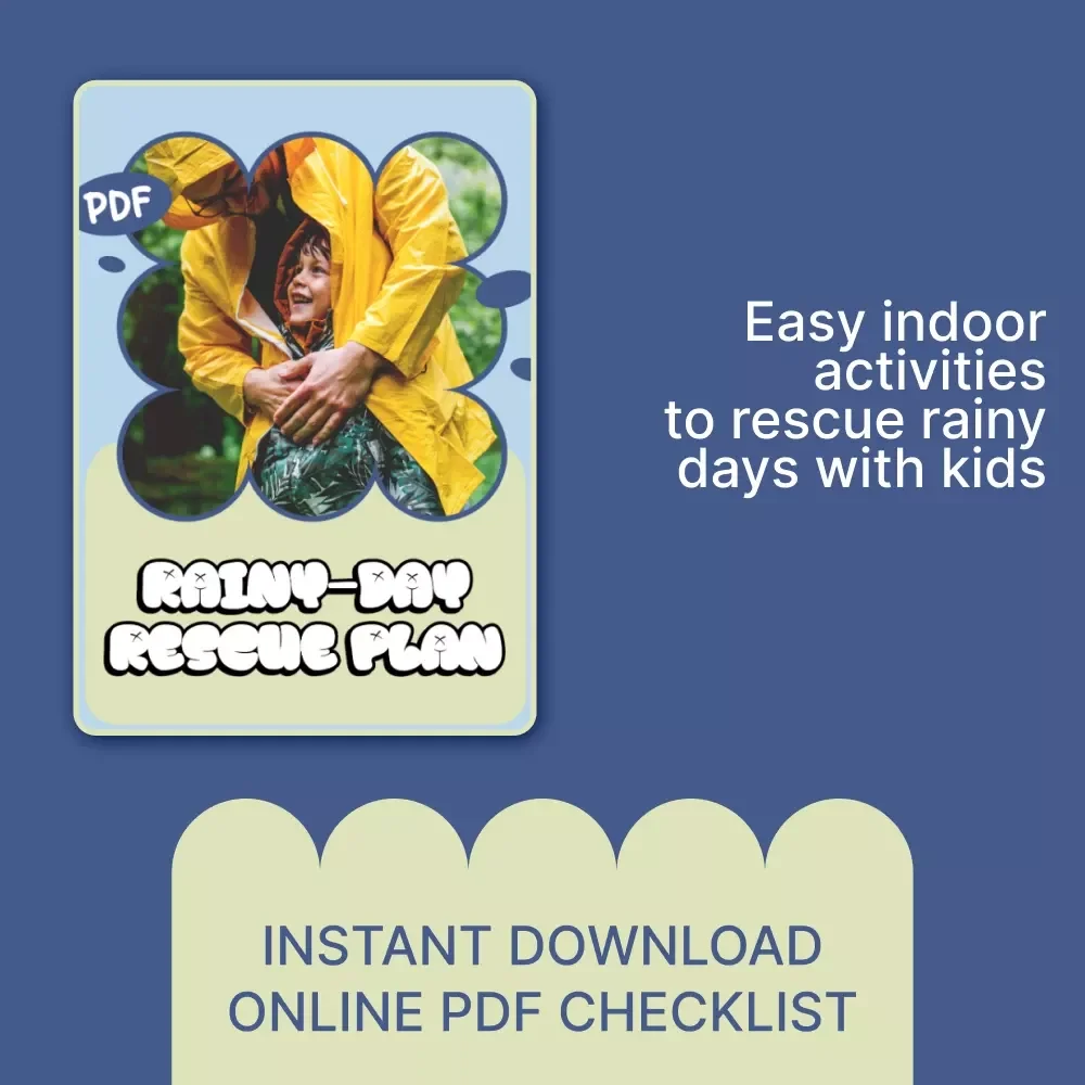 Rainy-Day Rescue Plan – Easy Indoor Activities for Rainy Days Checklist for Kids, Screen-Free Fun, Instant Digital Download