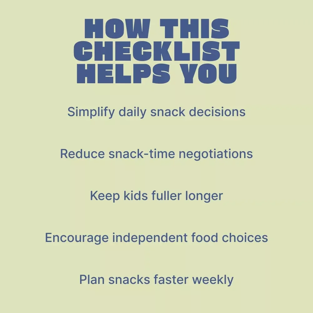 A Kid-Approved Healthy Snack Checklist | Healthy Snack Ideas for Kids, Printable Lunchbox & After-School Snack Planner