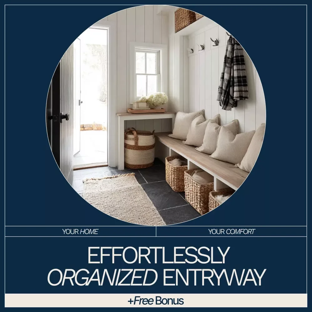 Effortlessly Organized Entryway | Practical eBook Guide on how to organize home entryway efficiently for Busy Homes