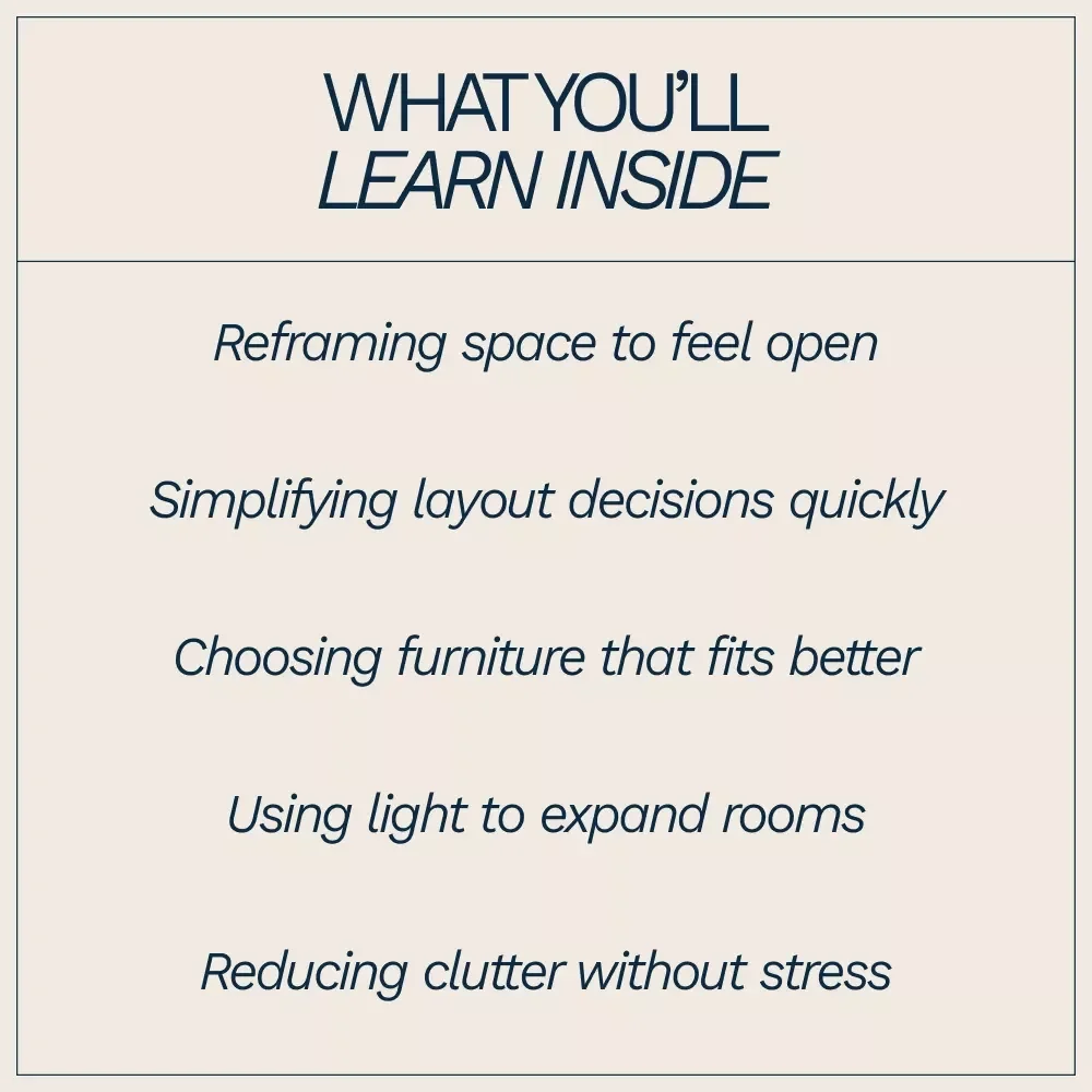 Make Small Spaces Feel Spacious and Inviting – eBook Guide on how to make small spaces feel bigger with Smart Layout, Light & Storage Solutions
