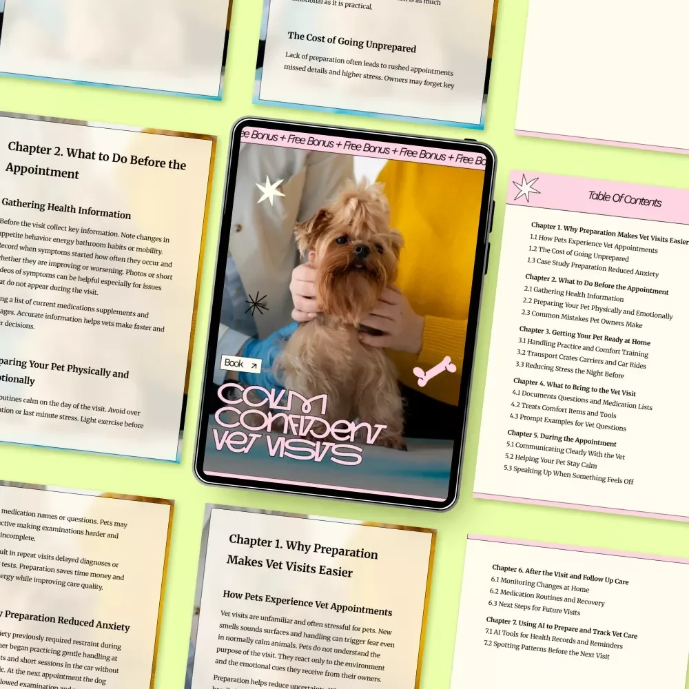 Calm Confident Vet Visits | Vet Visit Preparation Guide for Dogs & Cats | Reduce Pet Anxiety, Stress-Free Appointments, Printable eBook Checklist