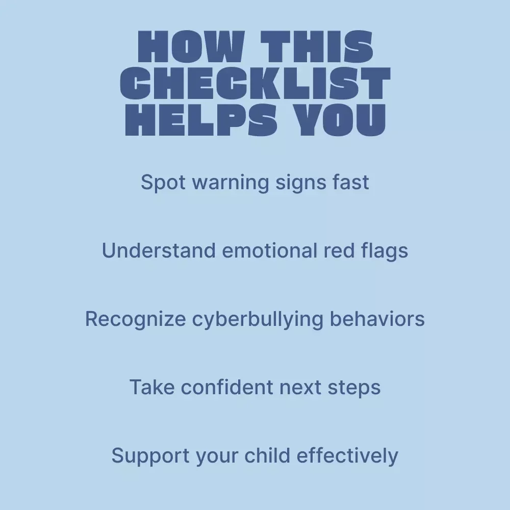 Is Your Child Being Bullied? Spot the Signs Fast – Printable Parent Checklist | Signs My Child Might Be Bullied | School & Cyberbullying Awareness Guide