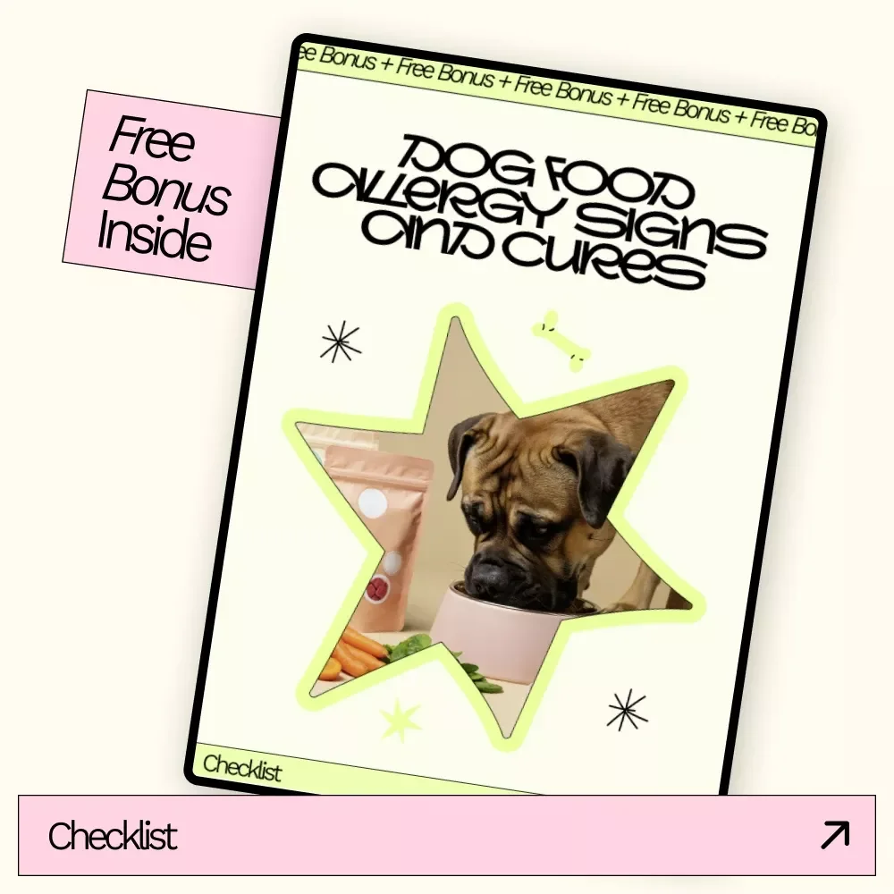 Dog Food Allergy Signs and Cures | Easy Printable Checklist for Identifying Symptoms, Solutions & Relief for Dogs