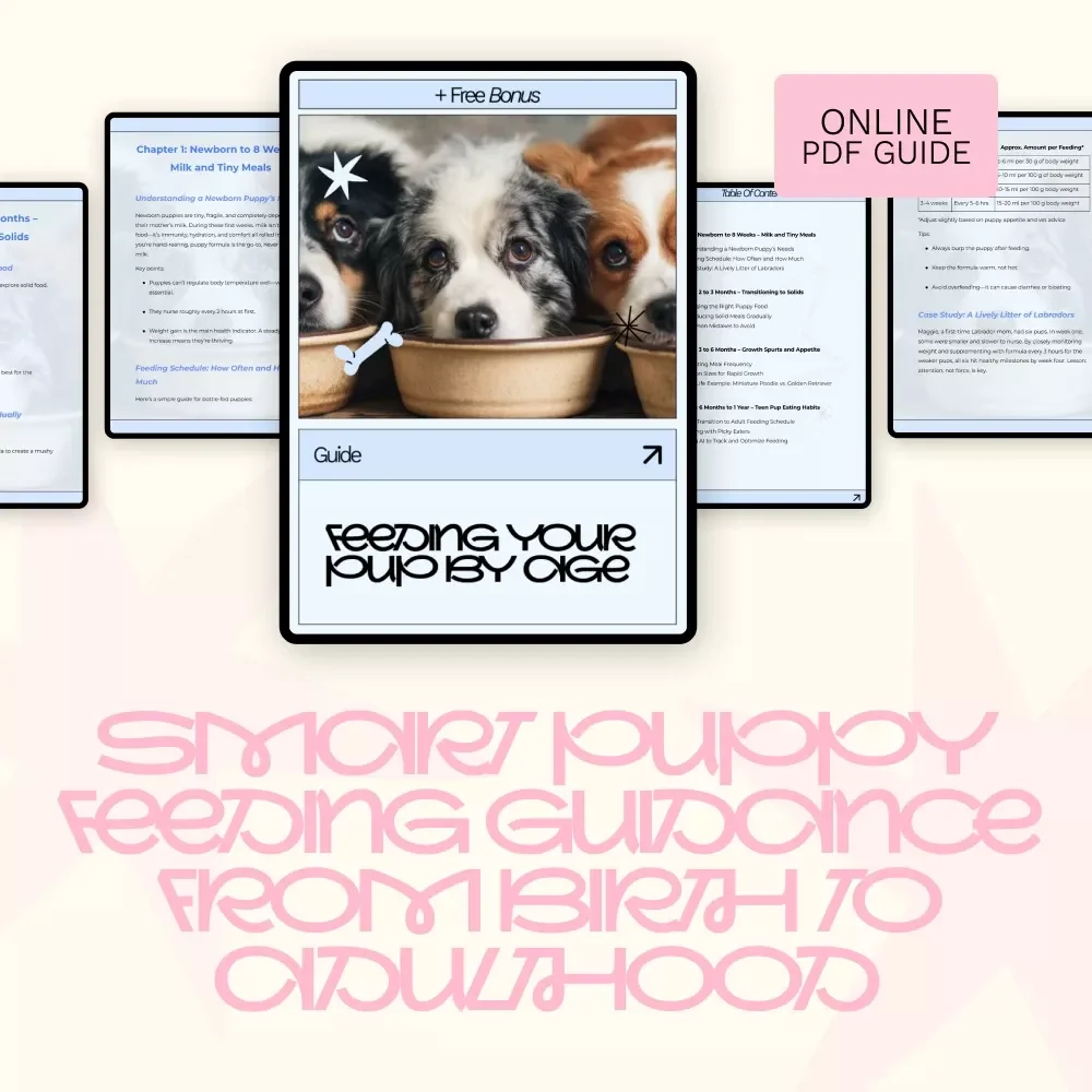 Feeding Your Pup by Age – Puppy Feeding Guide, Dog Nutrition eBook, Puppy Food Checklist, New Puppy Care Digital Download