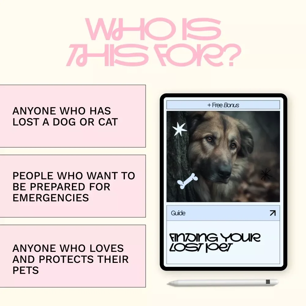 Finding Your Lost Pet – Lost Pet Guide eBook, Digital Download Checklist for Missing Dog or Cat, Pet Recovery Search Plan