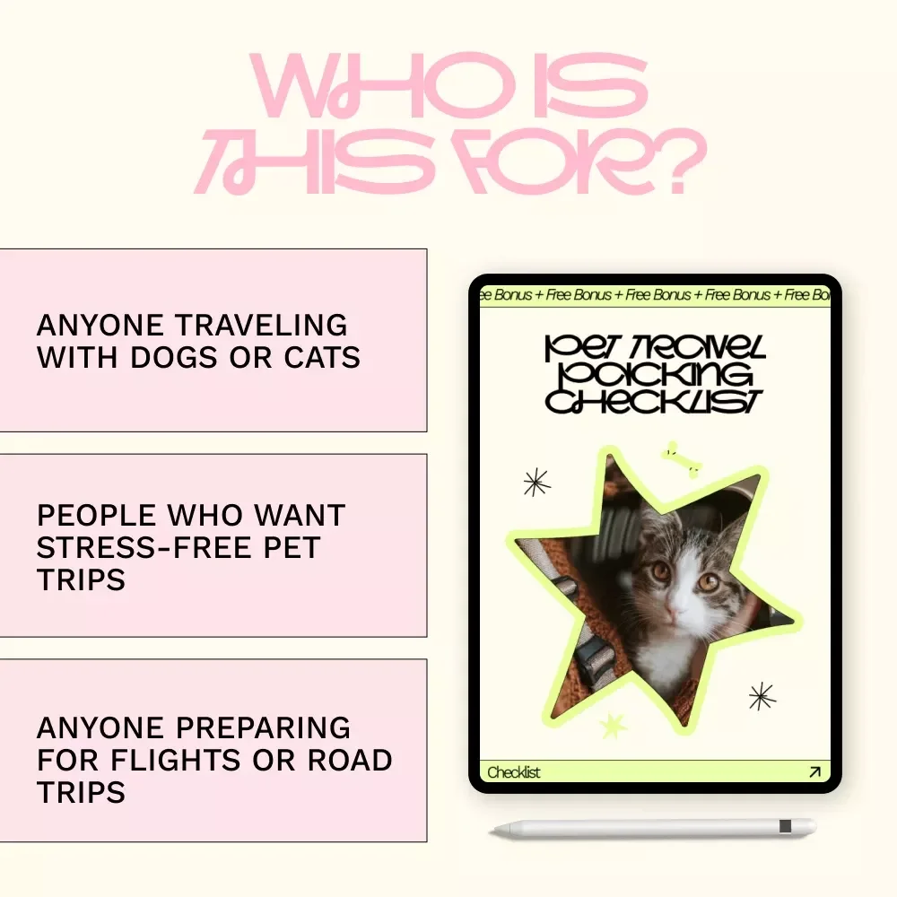 Pet Travel Packing Checklist | Ultimate Pet Travel Essentials Guide | Dog & Cat Travel Checklist Digital Download
