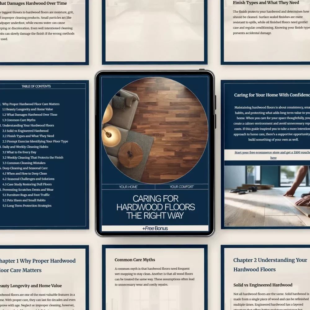 Caring for Hardwood Floors the Right Way | Practical eBook Guide on how to maintain hardwood floors for Long-Lasting Beauty & Protection