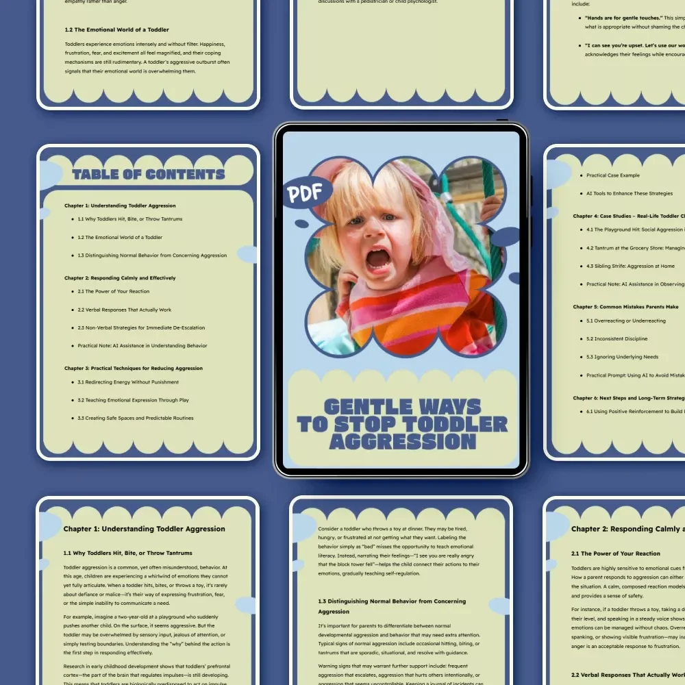 Gentle Ways to Stop Toddler Aggression – Practical Parenting eBook Guide on How to Respond to Toddler Aggression with Calm, Positive Discipline Strategies