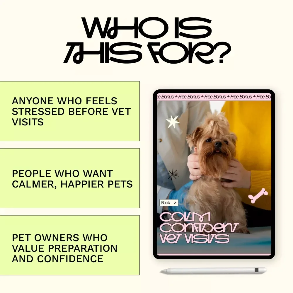 Calm Confident Vet Visits | Vet Visit Preparation Guide for Dogs & Cats | Reduce Pet Anxiety, Stress-Free Appointments, Printable eBook Checklist