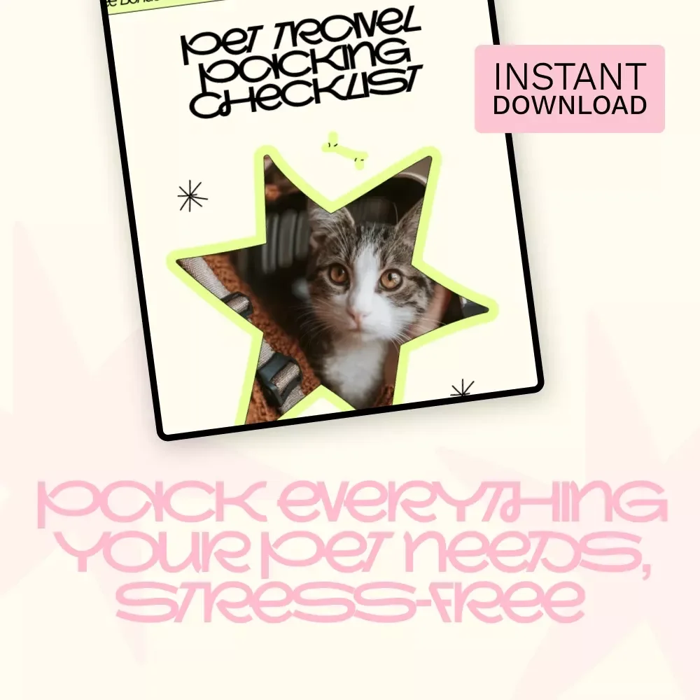 Pet Travel Packing Checklist | Ultimate Pet Travel Essentials Guide | Dog & Cat Travel Checklist Digital Download