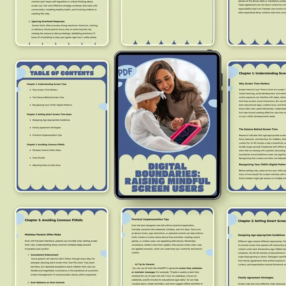 Digital Boundaries: Raising Mindful Screen Users | Screen Time Guide for Parents | Mindful Technology Use eBook | Family Digital Rules & AI Tools Download
