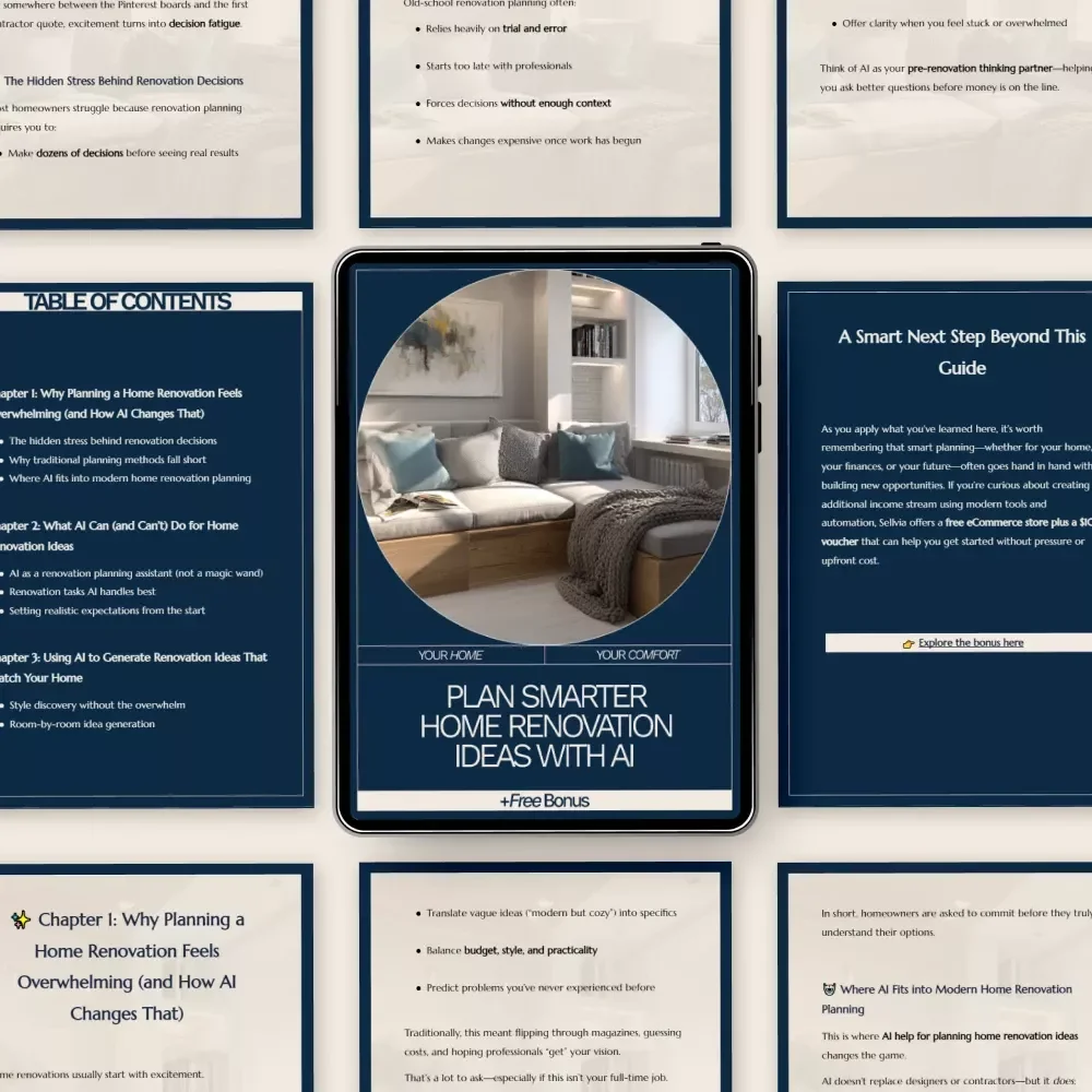 Plan Smarter Home Renovation Ideas with AI | Step-by-Step eBook for ai help for planning home renovation ideas, Layouts, Budgets & Timelines