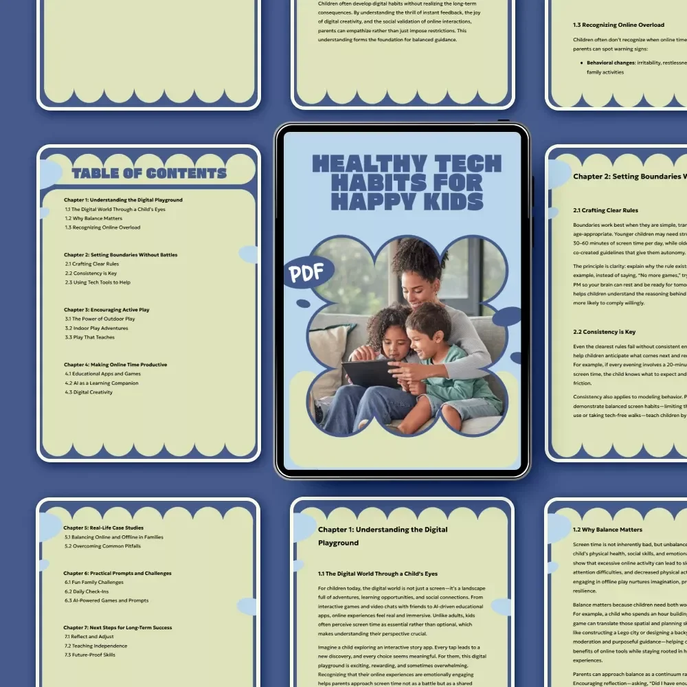 Healthy Tech Habits for Happy Kids – Digital Parenting Guide for Screen Time Balance, AI Learning, and Positive Technology Use