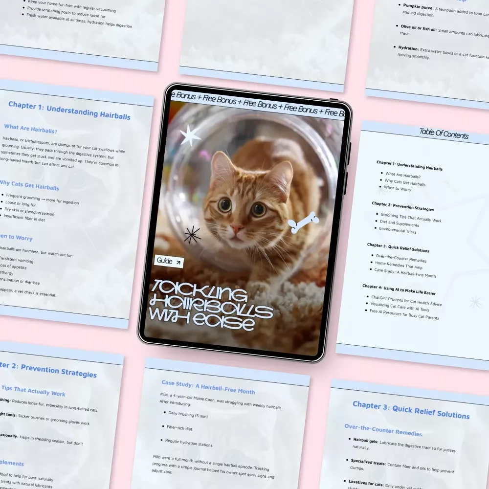 Tackling Hairballs with Ease – Digital Cat Care Guide, Hairball Prevention Tips, Grooming & Diet Strategies, AI Tools for Cat Parents