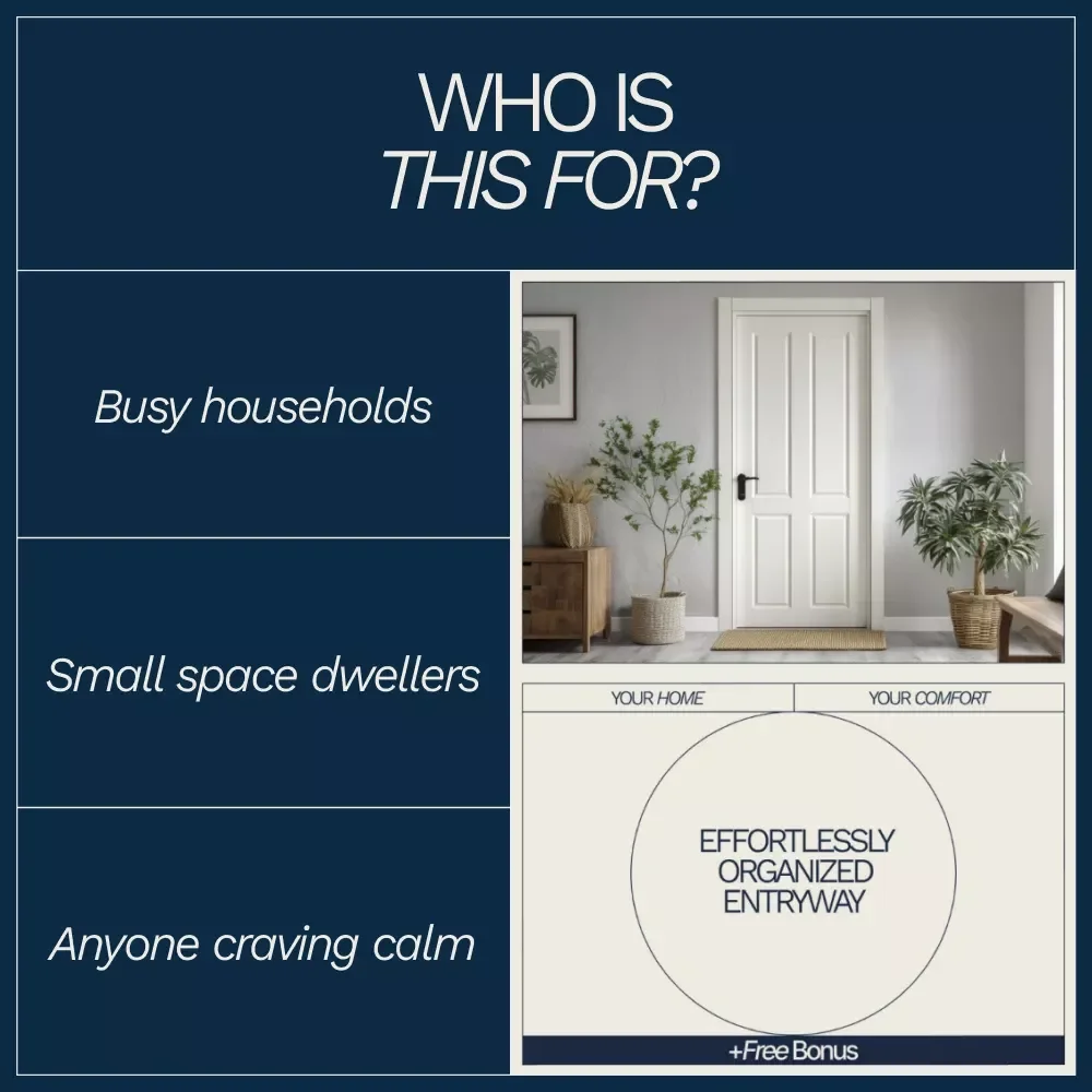 Effortlessly Organized Entryway | Practical eBook Guide on how to organize home entryway efficiently for Busy Homes