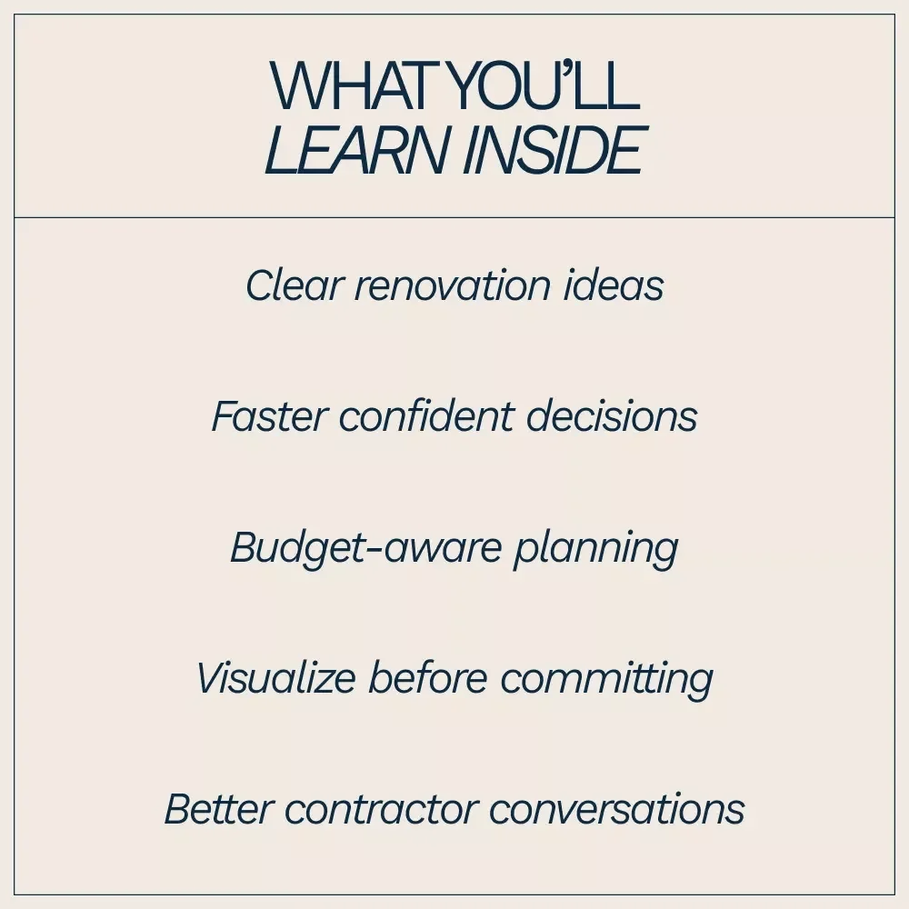 Plan Smarter Home Renovation Ideas with AI | Step-by-Step eBook for ai help for planning home renovation ideas, Layouts, Budgets & Timelines