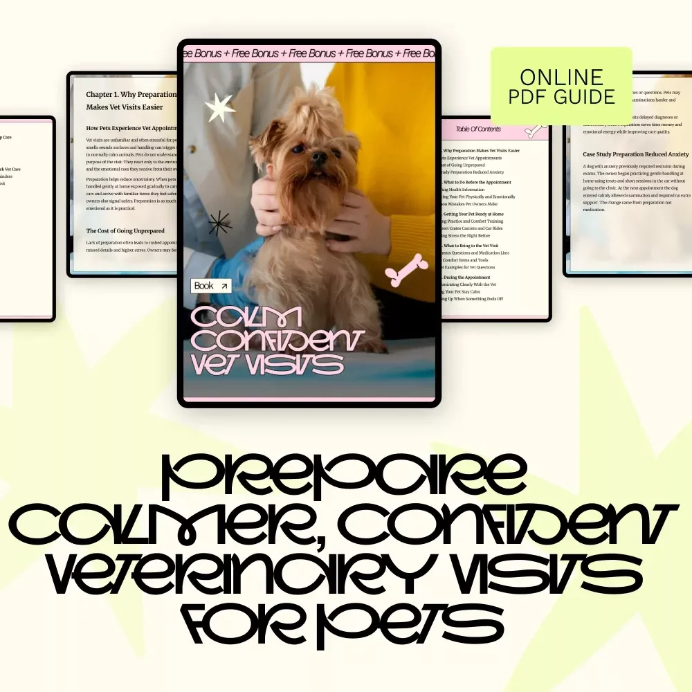 Calm Confident Vet Visits | Vet Visit Preparation Guide for Dogs & Cats | Reduce Pet Anxiety, Stress-Free Appointments, Printable eBook Checklist
