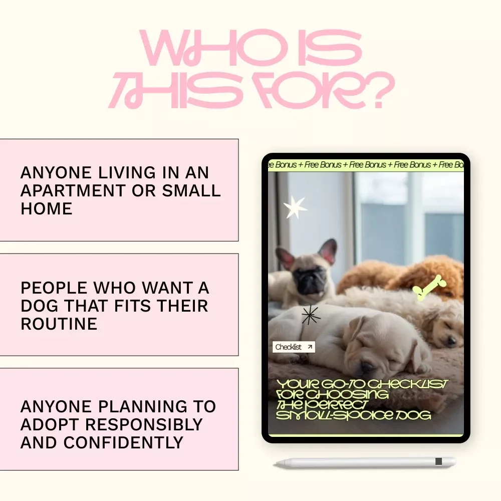 Your Go-To Checklist for Choosing the Perfect Small-Space Dog | Apartment Dog Guide, Small Space Pet Planning Checklist, Digital Download