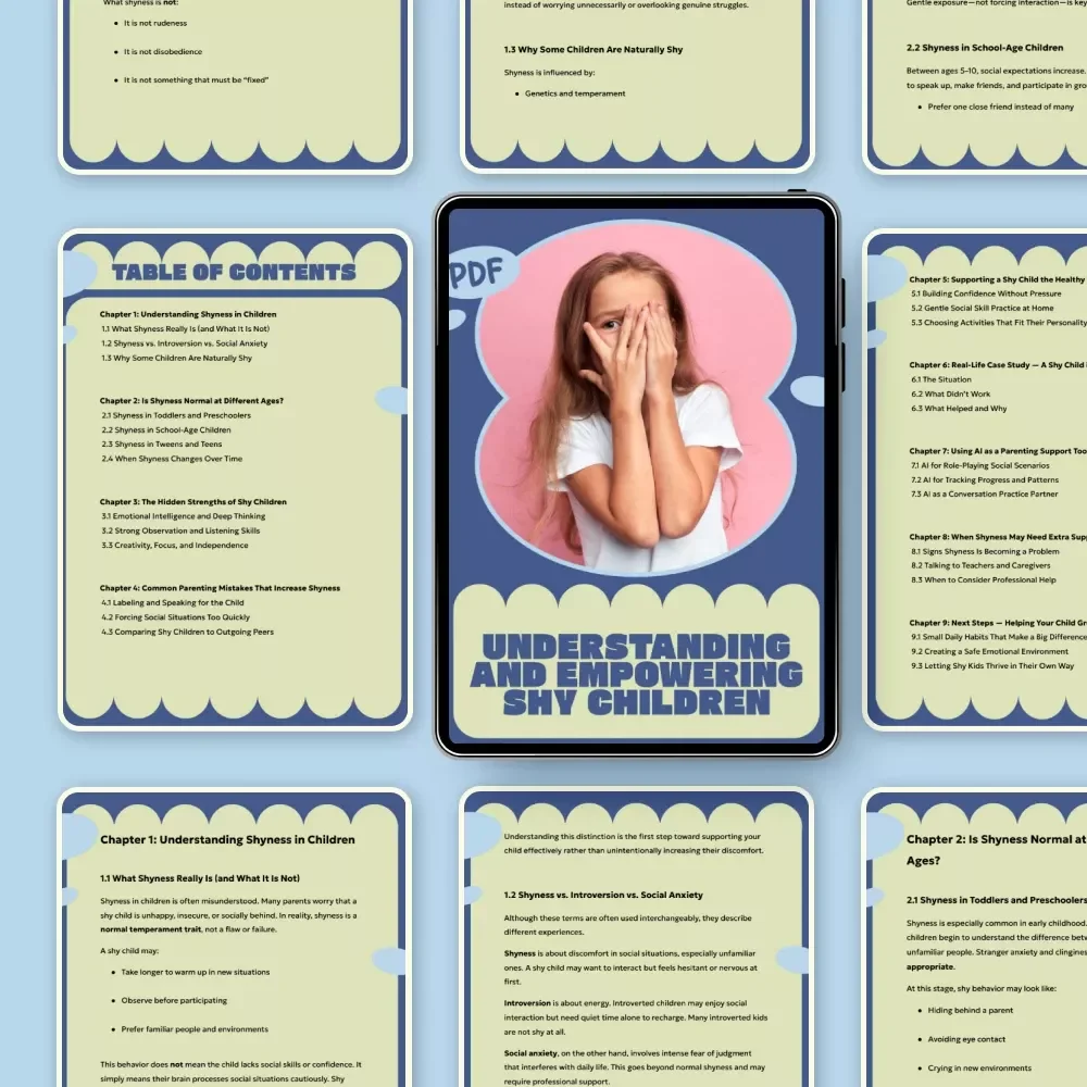 Understanding and Empowering Shy Children | Gentle Parenting Guide Answering “is it normal for kids to be shy” | Confidence-Building eBook for Parents & Caregivers