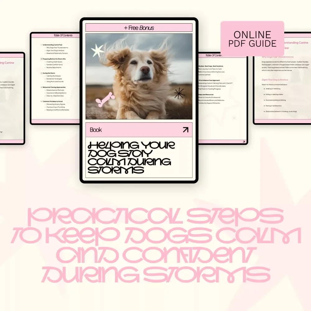 Helping Your Dog Stay Calm During Storms | Ebook for a Dog Afraid of Thunderstorms | Anxiety Relief Guide, Calming Training & Proven Techniques