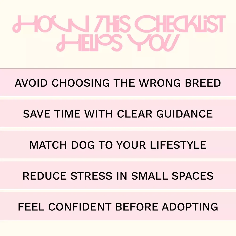 Your Go-To Checklist for Choosing the Perfect Small-Space Dog | Apartment Dog Guide, Small Space Pet Planning Checklist, Digital Download