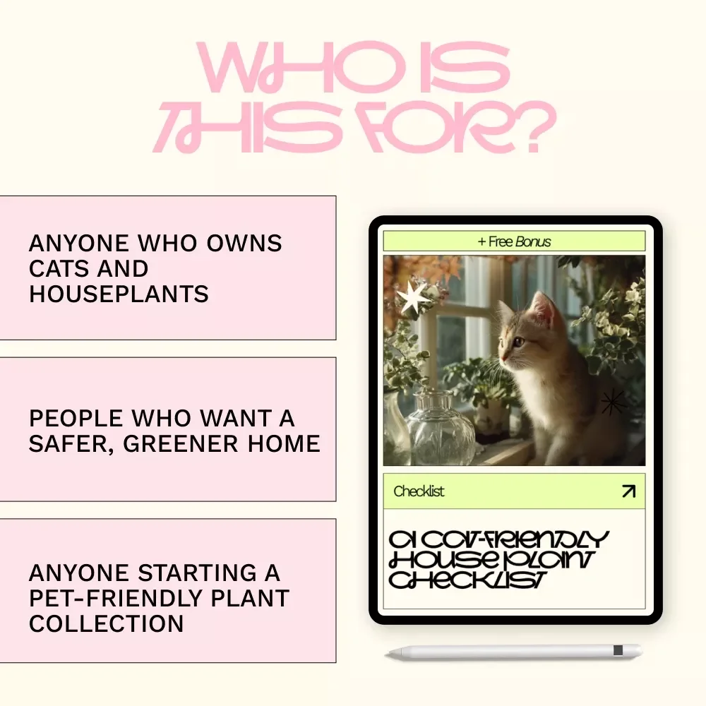 A Cat-Friendly House Plant Checklist | Cat Safe Plants Guide, Non-Toxic Houseplants for Cats, Indoor Plant Safety Checklist, Digital Download