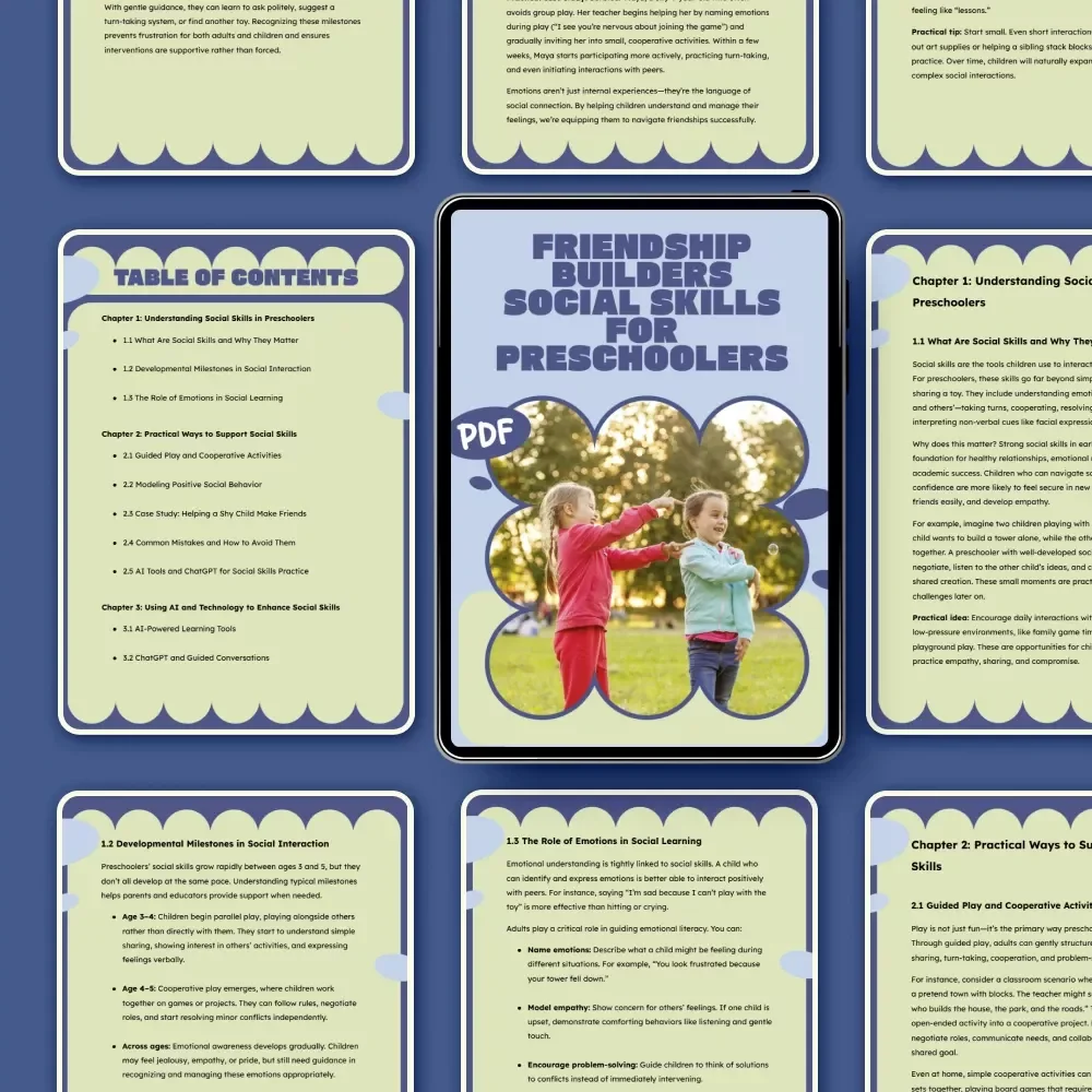 Friendship Builders: Social Skills for Preschoolers | Parent & Teacher Guide on how to support social skills in preschoolers | Digital Download