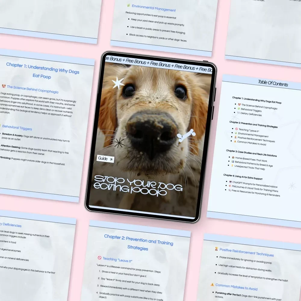 Stop Your Dog Eating Poop – Practical Dog Training Guide, Coprophagia Solution eBook, Puppy Behavior Fix Checklist, Positive Reinforcement Training Download