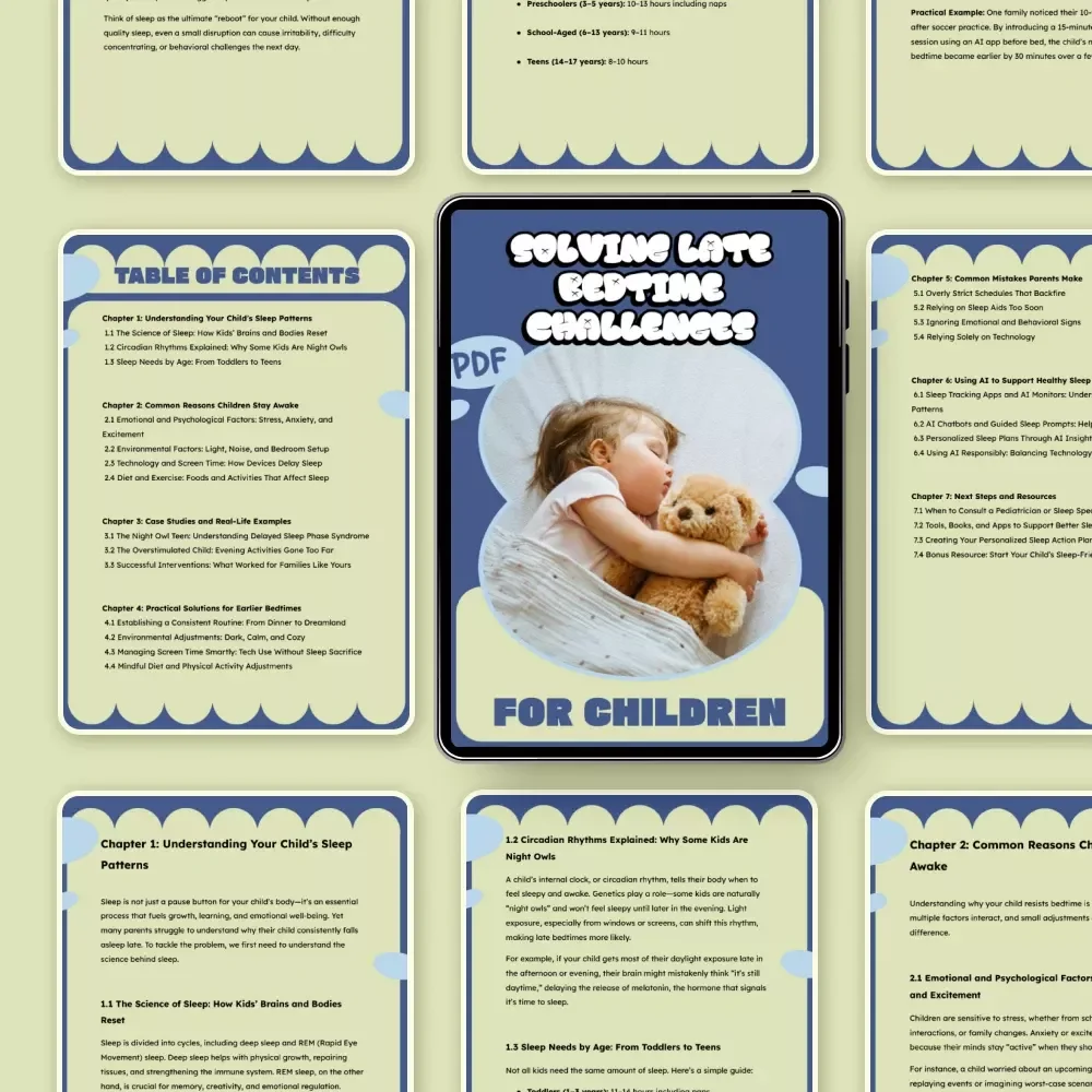 Solving Late Bedtime Challenges for Children | Practical Sleep Guide Ebook for Parents Asking Why Does My Child Fall Asleep Late