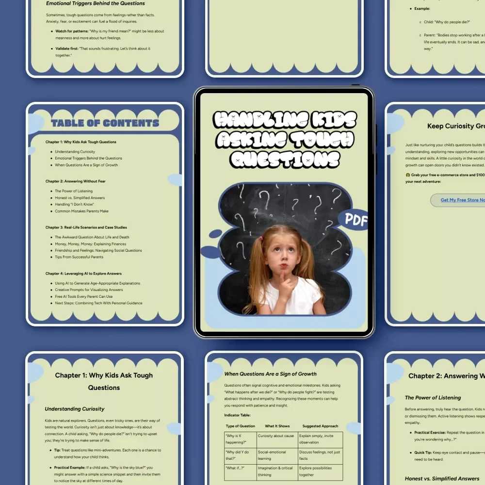 Handling Kids Asking Tough Questions – A Parent’s Guide to How to Handle Kids Asking Tough Questions with Confidence | Digital Download Guide