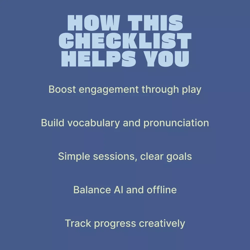 Tools Checklist for Learning Language with Kids | Printable Digital Checklist for Parents & Educators