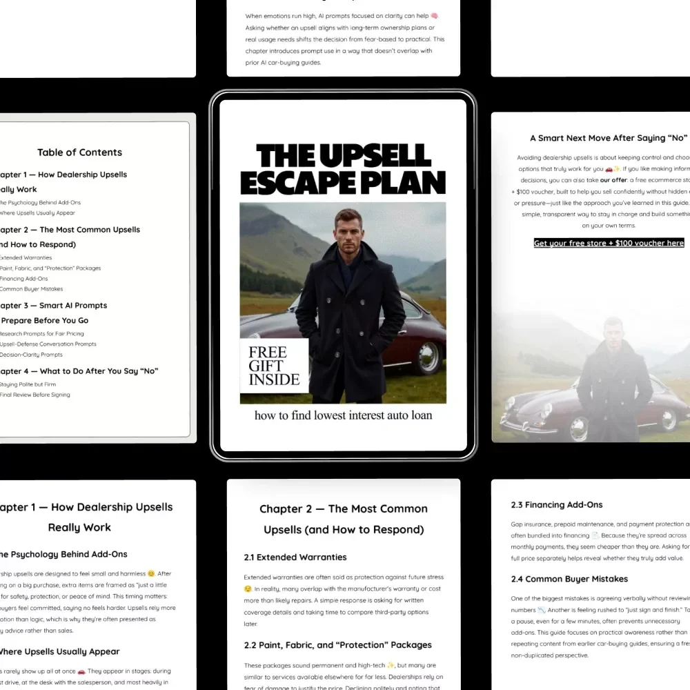 The Upsell Escape Plan – Smart Buyer Guide on How to Avoid Dealership Upsells, Say No With Confidence, and Save Money at the Car Dealership