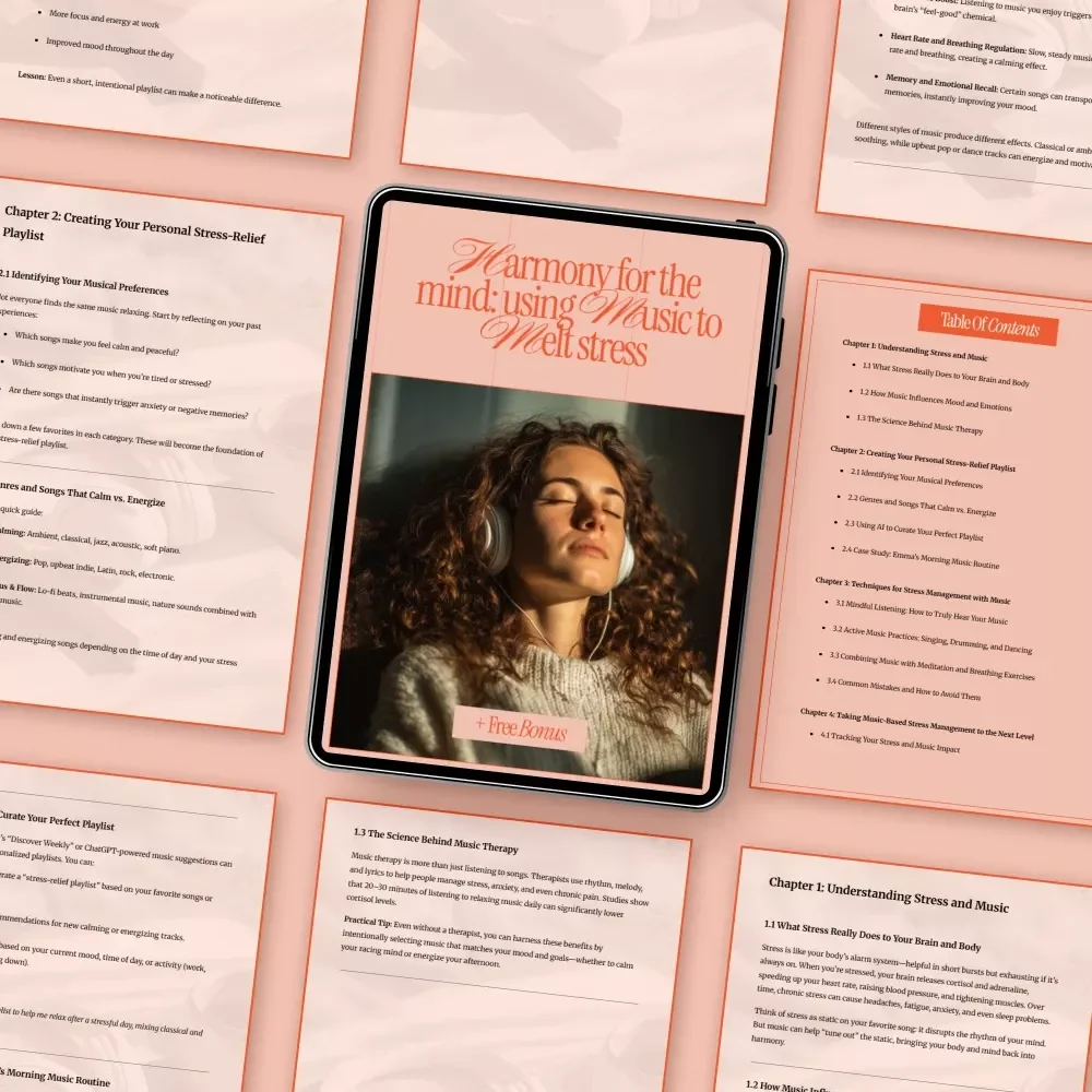 Harmony for the Mind: Using Music to Melt Stress – A Practical Music Therapy Guide for Stress Relief, Mindfulness, and Emotional Balance (Digital Download)