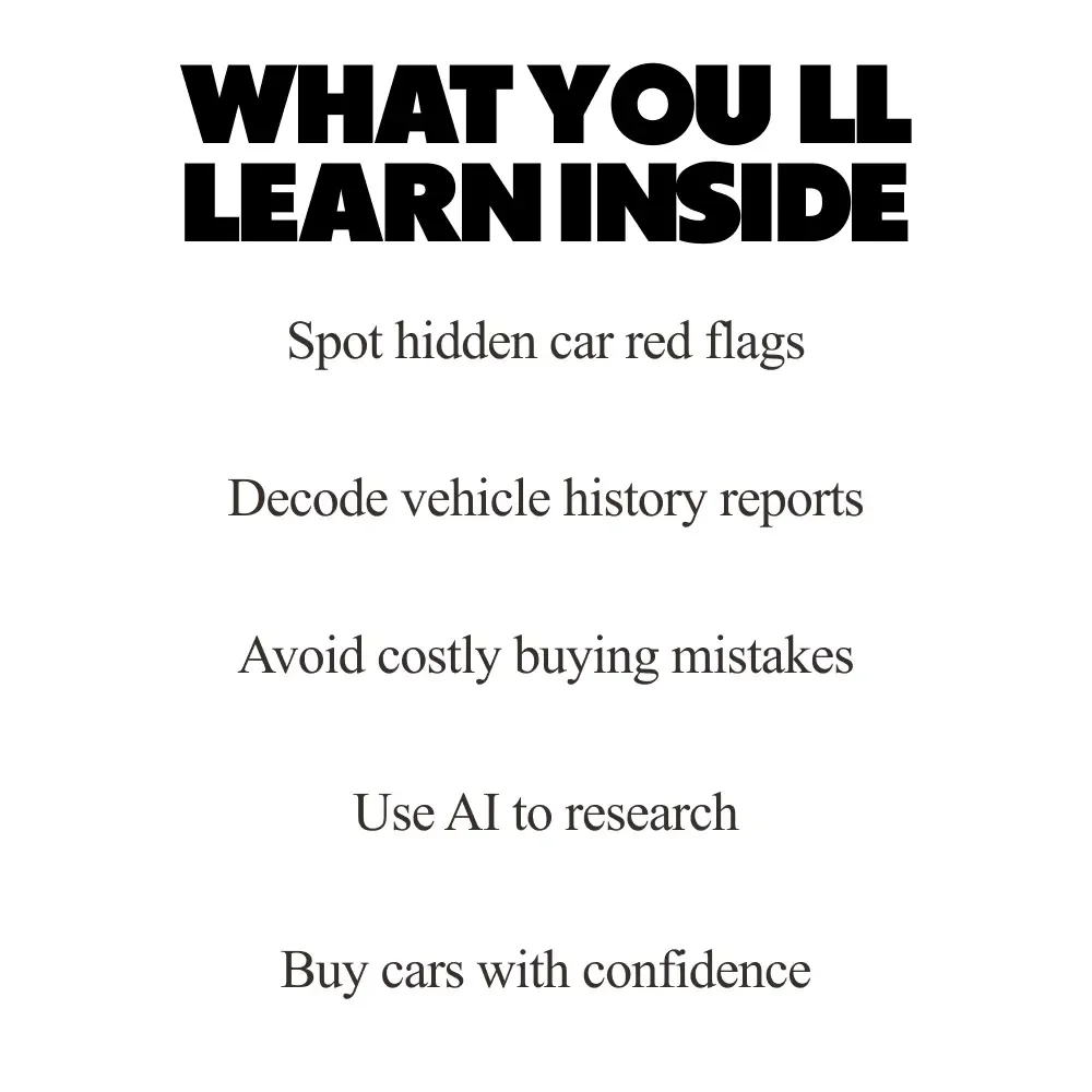 Lemon-Proof Driving – Smart Buyer eBook Guide on How to Avoid Lemon Cars, Spot Red Flags, Use AI Research & Buy with Confidence