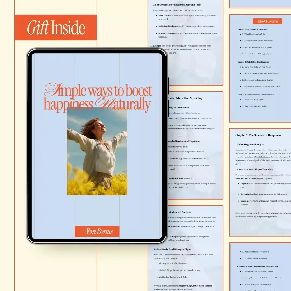 Simple Ways to Boost Happiness Naturally – Digital Guide to Mental Wellness, Mindfulness, Daily Habits & Personal Happiness Plan