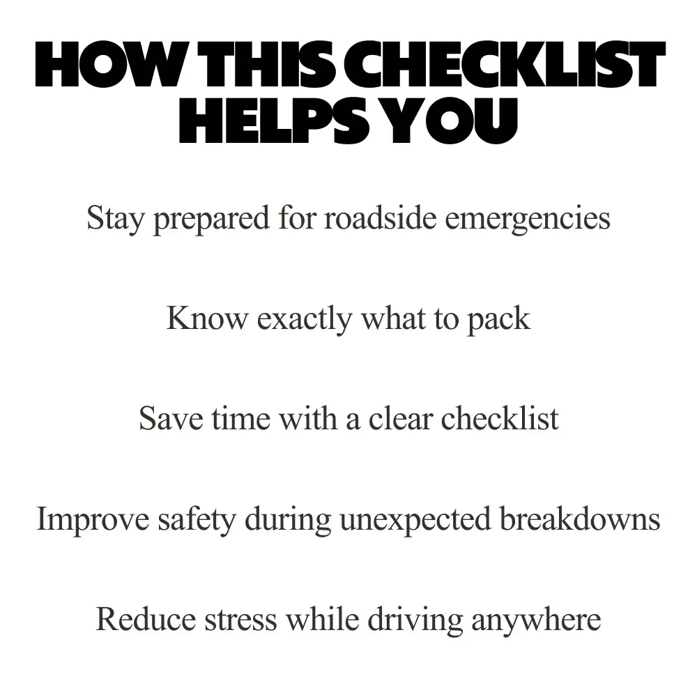 Must-Have Items for Your Car Emergency Kit – Printable Car Emergency Checklist, Roadside Safety Guide, Digital Download for Drivers