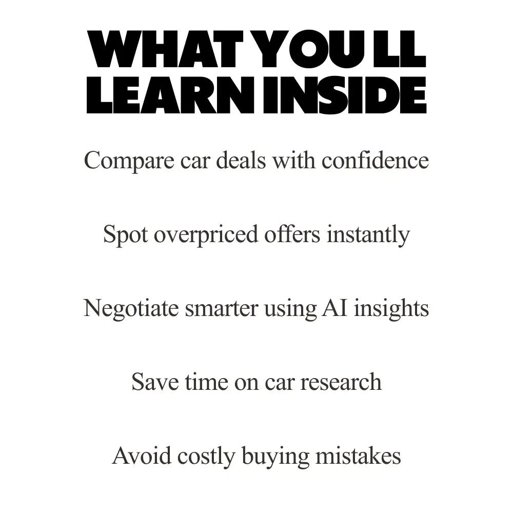 DealSense AI – Smart Guide on how to use ai to compare car deals | AI Car Buying eBook & Deal Analysis Toolkit