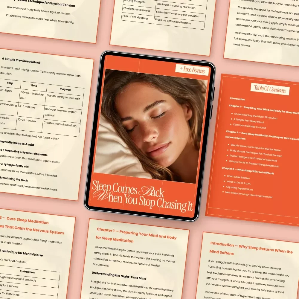 Sleep Comes Back When You Stop Chasing It – Sleep Meditation Guide, Calming Night-Time Mind eBook, Nervous System Reset for Insomnia Relief