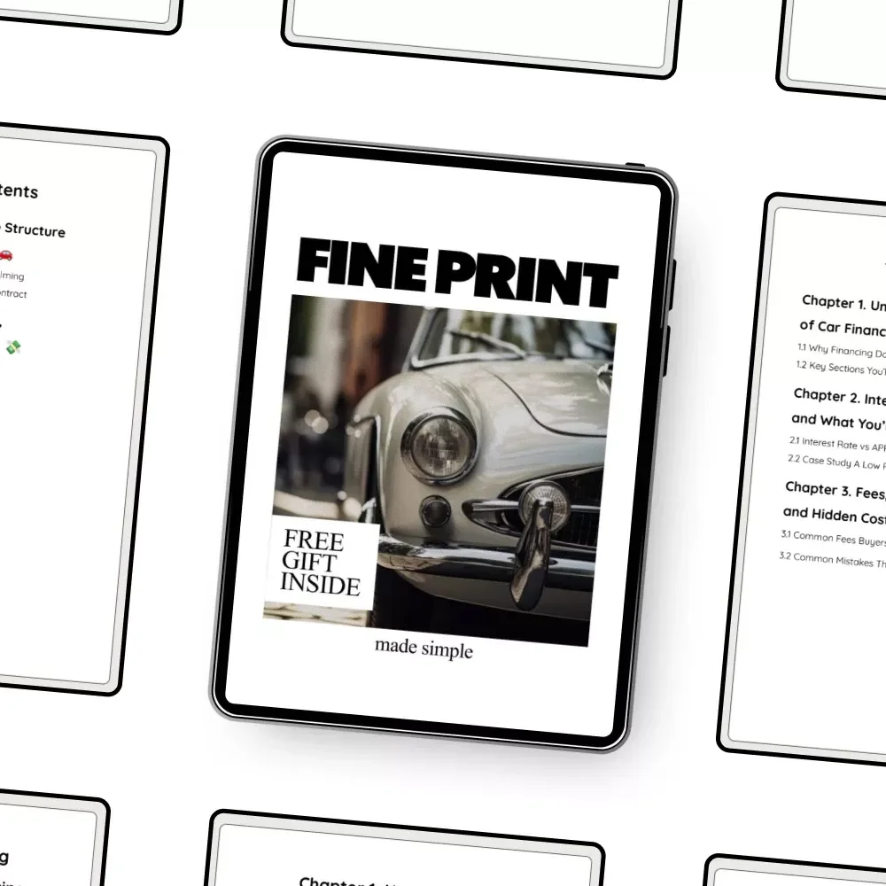 Fine Print Made Simple | Ebook Guide on How to Read Car Financing Documents, Understand APR, Fees, Loan Terms & Buyer Rights